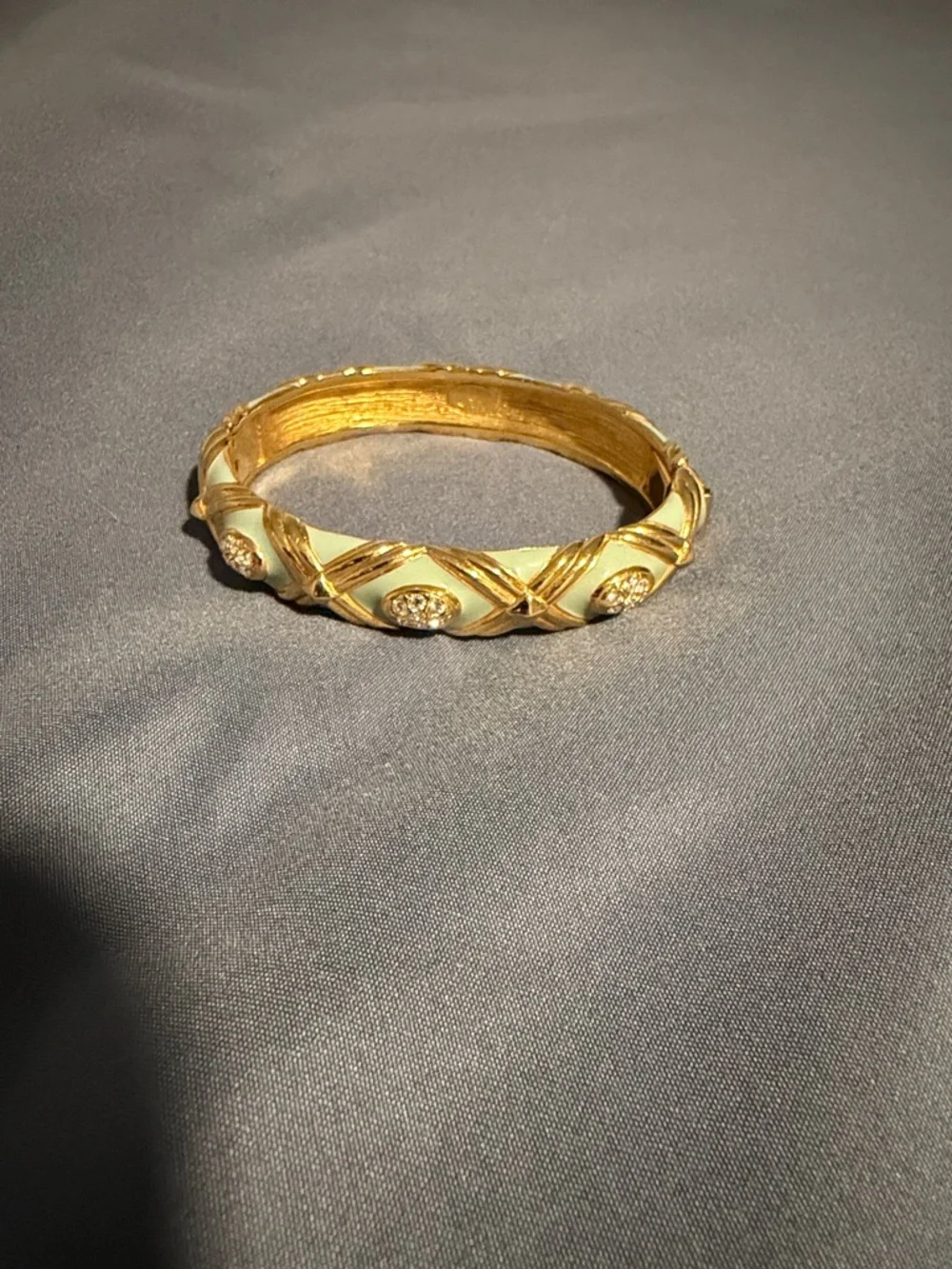 Joan Rivers Gold-Tone Crisscross Seafoam Green Rhinestone Bangle Bracelet